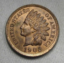 1902 Indian Cent Mostly Red Nice &amp; Original Ch Unc Red &amp; Brown AD133 - £65.70 GBP
