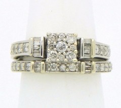 3/4 Ct Diamond Bridal Wedding Ring Set Real Solid 14 Kw Gold 5.6 G Size 5 - £711.03 GBP