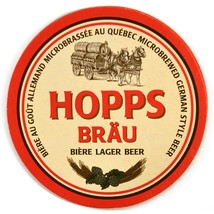 Beer Coaster Hopps Bräu Lager Quebec Micro Brewed German Style Beer - $4.94