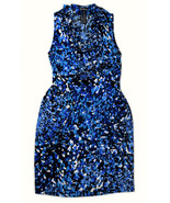 B Calm Size 4 Dress V Neck Ruffle Front Knee Length Sleeveless Blue - $13.86