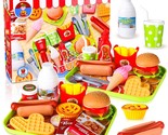 30 Pcs Pretend Play Food Toys Set For Kids Kitchen, Mcdonalds Burgers Sa... - $38.99