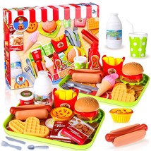 30 Pcs Pretend Play Food Toys Set For Kids Kitchen, Mcdonalds Burgers Sandwich P - £31.16 GBP