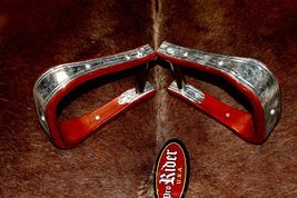 Western Horse Show  Saddle Stirrups Aluminium Plate Over Wood 5144 - $29.69