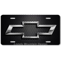 Chevy Bowtie Inspired Art Gray on Mesh FLAT Aluminum Novelty License Tag... - $17.99