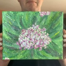 Introducing Hydrangeas 3 - 8 x 10 Stretched Canvas Acrylic Painting, Signed Art - £65.94 GBP