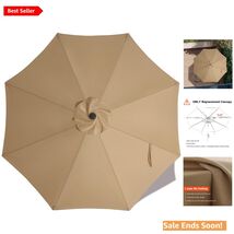 Water-Resistant 10ft Canopy Replacement for 8 Rib Umbrellas - Stylish Khaki - $68.26