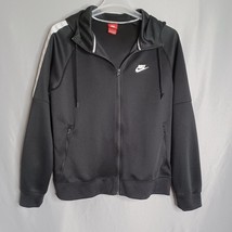 Nike Jacket Men&#39;s Large Black Full Zip Hooded Long Sleeve Athletic Outdoor - £20.79 GBP