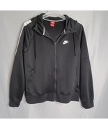 Nike Jacket Men&#39;s Large Black Full Zip Hooded Long Sleeve Athletic Outdoor - $38.40 CAD
