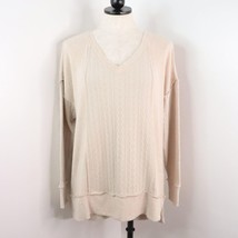 New Maurices Women&#39;s L Beige Super Soft Knit Pullover V-Neck Ribbed Sweater - £17.77 GBP