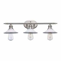 Glenhurst 25 in. 3-Light Industrial Farmhouse White and Brushed Nickel Bathroom - $35.61