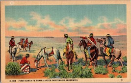 Vtg Postcard, Indians First Santa Fe Train ( After Painting by Sauerwin) - £5.15 GBP