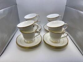 Set of 8 Waterford Fine China LISMORE GOLD Cups &amp; Saucers - $89.99