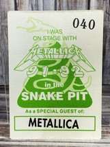 Vintage 1992 Metallica Snake Pit Back Stage Pass - New Patch - Unused - $14.99
