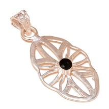 Mid Night Black Onyx Round Gemstone 925 Silver Overlay Handmade Filigree Pendant - £7.11 GBP