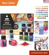 Mica Powder for Epoxy Resin, Set of 60, Assorted Colors, 0.18 oz Bottles... - $61.46