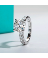 Luxury 18K 925 Sterling Silver 4.3CT Full Moissanite Engagement Ring - £223.15 GBP