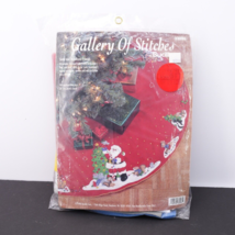 NEW Bucilla Santa and Woodland Friends Tree Skirt Stamped Cross Stitch Kit 34&quot; - £87.94 GBP