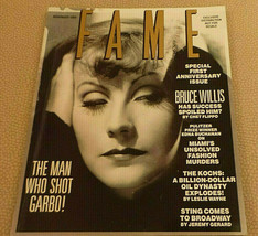 Fame Magazine Greta Garbo; Bruce Willis; Sting; 1st Anniv Special Nov 1989 VG+ - £28.04 GBP
