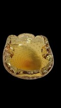 Vintage Amber Gold Art Glass Murano Bullicante Bowl Ashtray Mid Century ... - $143.55