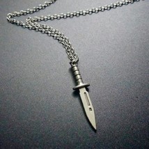 DAGGER NECKLACE 1.5&quot; Knife Pendant 19&quot; Chain Metal Gothic Goth Punk Jewe... - $6.95