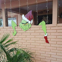 Christmas Fence Peeker Yard Garden Decoration Funny Grinch Decor Lawn Yard - £22.01 GBP