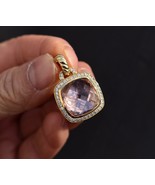 David Yurman Albion 18K Yellow Gold Morganite Diamond Pendant 15mm Gem S... - $3,495.00