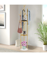 Freestanding Coat Rack Stand Hall Tree Entryway Clothes Hangers And Marb... - $116.26