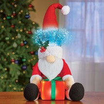 Fiber Optic Lighted Christmas Santa Claus Gnome Figurine Table Holiday Decor - £11.43 GBP