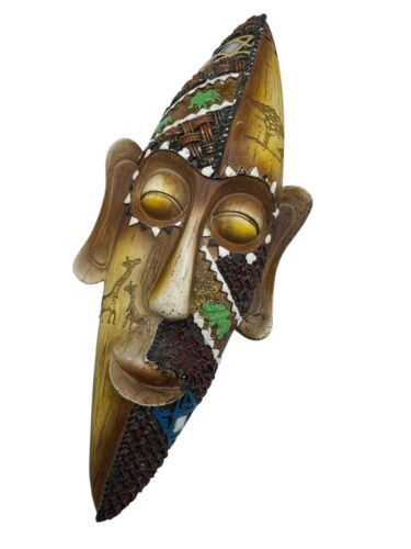 Vintage Mask Western Mask 10&quot; Decor E African Elephants Animals Sahara - $18.00
