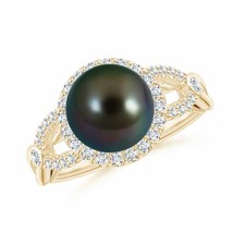 ANGARA Tahitian Pearl Halo Infinity Ring for Women, Girls in 14K Solid Gold - £1,617.19 GBP