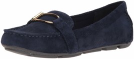 Anne Klein Women&#39;s Petra Suede Loafer Flat Navy Size 5 - £33.18 GBP