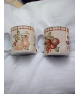 Sakura Victoria Coffee Mug Cups Plums Fruit Design &amp; Pears Stoneware EUC - $348.86 MXN