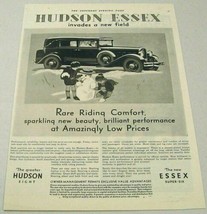1930 Print Ad Hudson Essex 4-Door Happy Kids Make Snow Man - £11.10 GBP