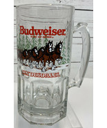 Budweiser Clydesdales Large 8&quot; Handled Glass Mug Cup Christmas 1989 Vint... - $266.28 MXN
