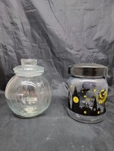 Vintage Libbey Clear Glass Jack-O-Lantern /  Haunted Plastic container - $12.95