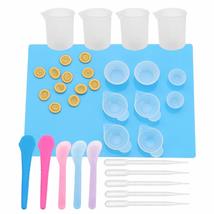 36/43PCS Wood Stick Silicone Mat Crystal Epoxy Cup Dispenser Silicone Mold Resin - £11.68 GBP+