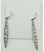 Jessica Simpson NWT Crystal Long Silver Tone Dangle Earrings - $15.99