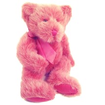 VINTAGE Russ Berrie Luv &#39;Ums Teddy Bear 14&#39;&#39; Raspberry Pink Ribbon Bow V... - £12.66 GBP
