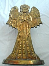 Brass Tapered Oval Base Candle Holder Angels Praying India Exotics Vintage Felt - £15.98 GBP