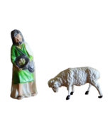 Vtg Nativity Christmas Man Feeding Food Sheep Lamb Lot Hard Plastic Figu... - €12,06 EUR