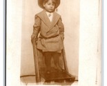 RPPC Portrait of Dandy Young Child Standing On Chair Studio View UNP Pos... - £3.06 GBP