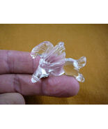 (Y-PEG-RU-553) PEGASUS flying clear glass winged horse Figurine carved m... - $15.79