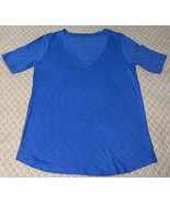 Lilly Pulitzer Blue Short Sleeve T-Shirt Women&#39;s Pima Cotton Size S V-Ne... - $460.80 MXN