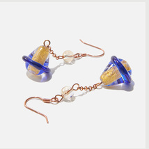 Handmade Czech Glass Beads Crystal Earrings - Celestial Blue Odyssey - £15.94 GBP