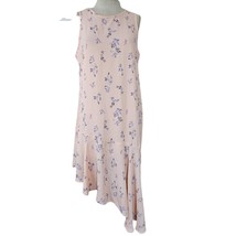 Light Pink Floral Asymmetrical Sleeveless Dress Size Medium - £19.46 GBP