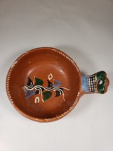 Vintage Terra Cotta Mexico Pottery Hand Painted Bowl Primitive Red Clay - $15.83