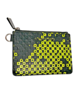 Michael Kors Black/Neon Yellow Checkerboard Coin Wallet / Card Holder - $240.83 MXN