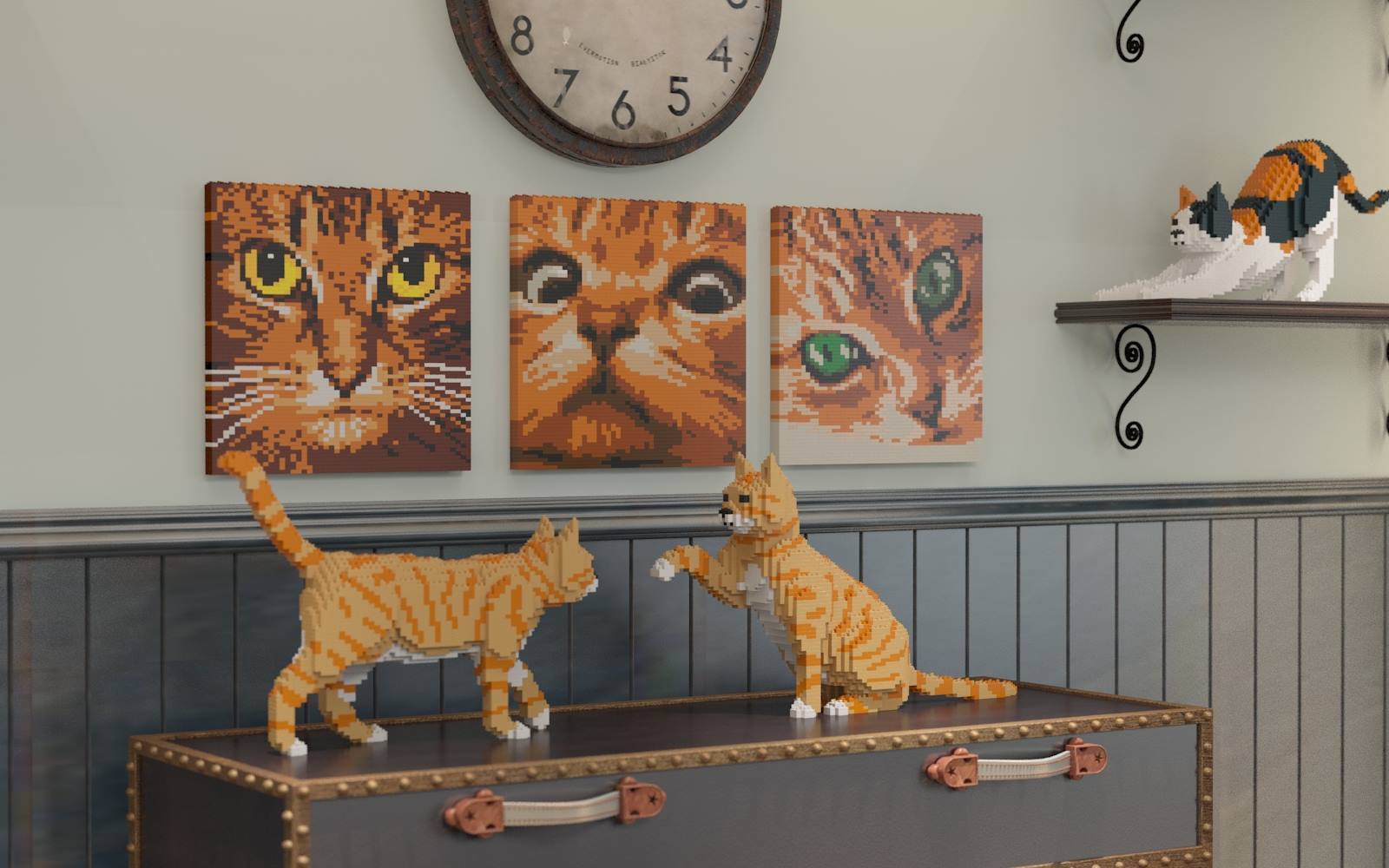 Orange Tabby Cats Sculptures (JEKCA Lego Brick) DIY Kit Item image 2