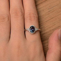 2.90CTW Oval Synthetic Alexandrite Wedding Engagement Ring 14k White Gold Plated - £100.69 GBP