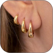 3 Pairs Small Hoop Earrings Set for Women Lightweight Cuff Huggie Earrings Mini  - £14.84 GBP